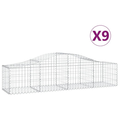 Cestas De Gaviones 9 Uds Forma De Arco Hierro 200x50x40/60 Cm_0