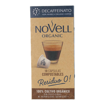 Cápsulas compostables de café descafeinado para nespresso Novell 10 unidades