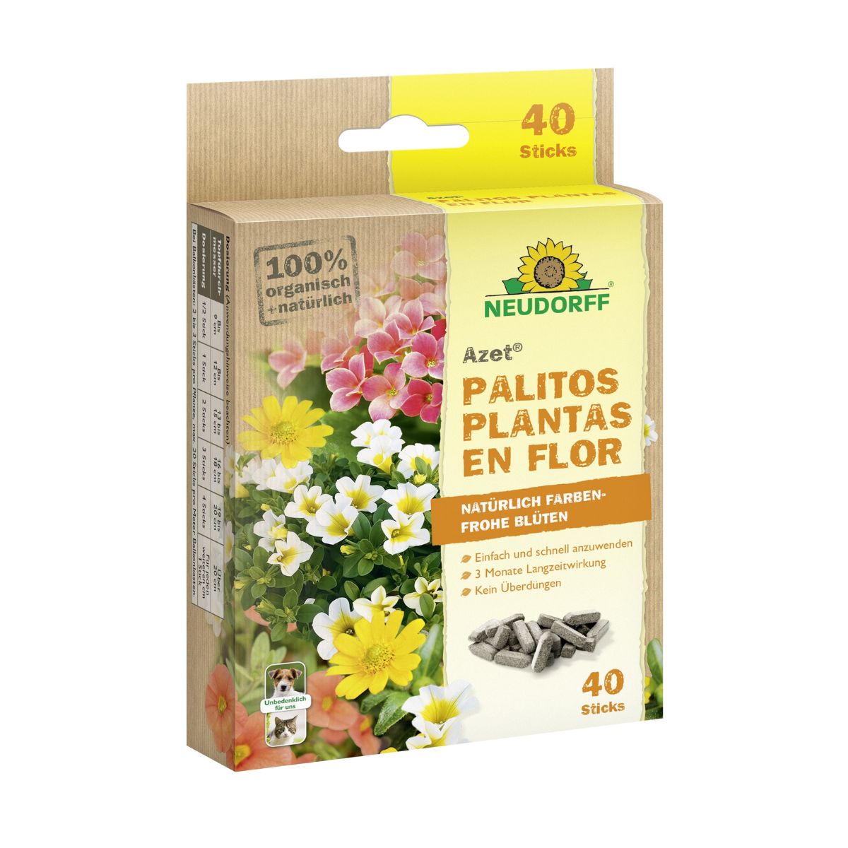 Azet Palitos Fertilizantes para plantas de flor Neudorff 40 ud