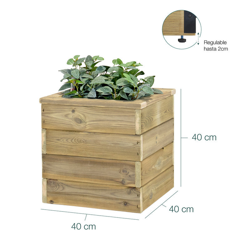 Jardinera Con Autorriego De Madera Nidum Basic Interior Y Exterior Hortalia 40x40x40 Cm_5