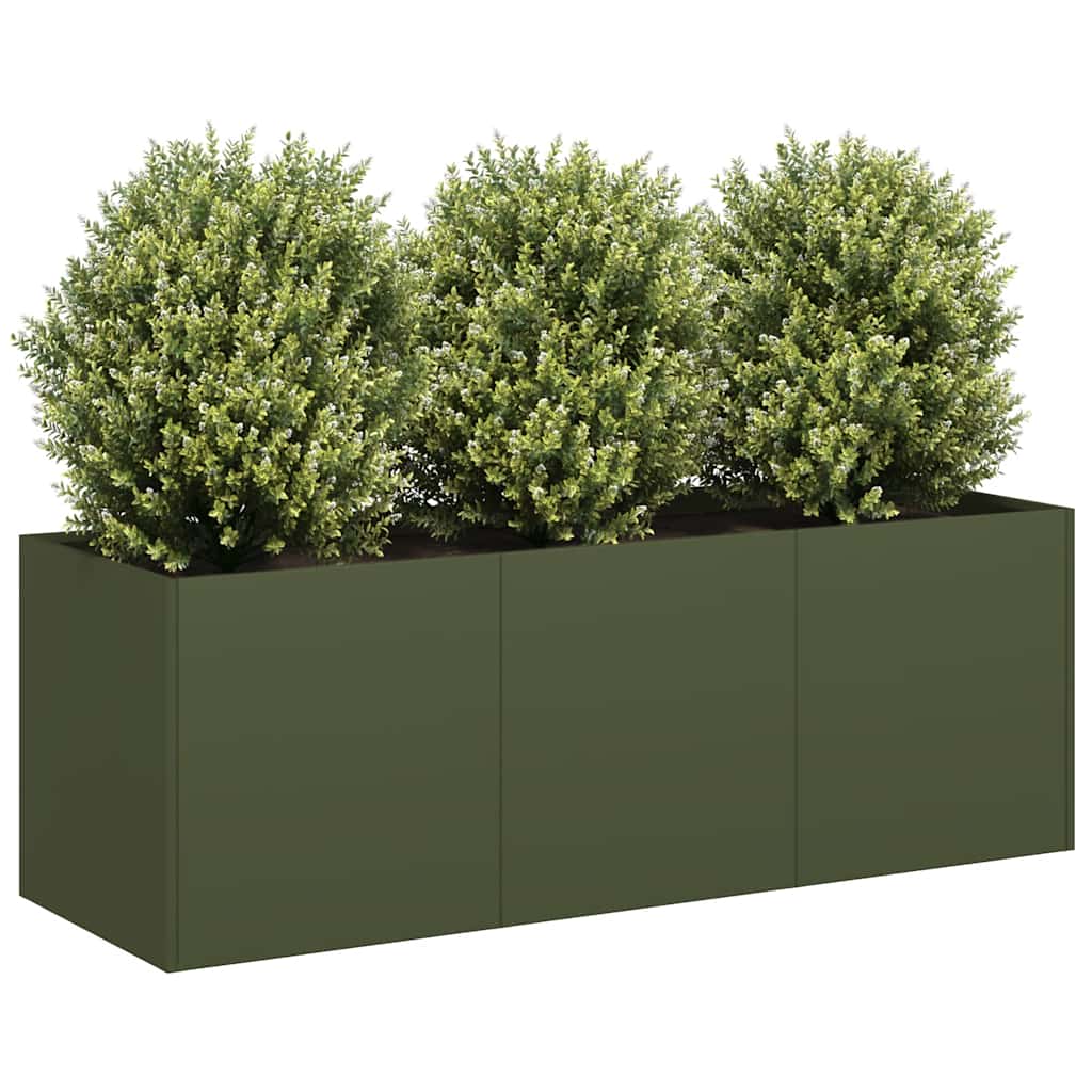 Jardinera De Acero Laminado En Frío Verde Oliva 120x40x40 Cm_1