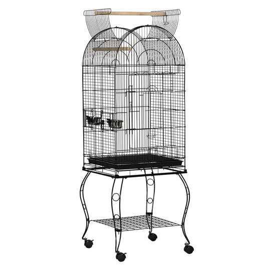 Pawhut Jaula Para Pájaros Con Soporte Con Ruedas Bandeja Extraíble Y 2 Comederos_0