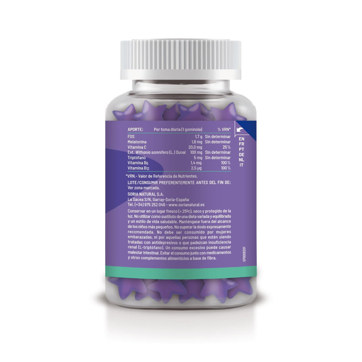 Gominolas Melatonina Gummy Dreams Sabor Arándano, Soria Natural, 60 comprimidos
