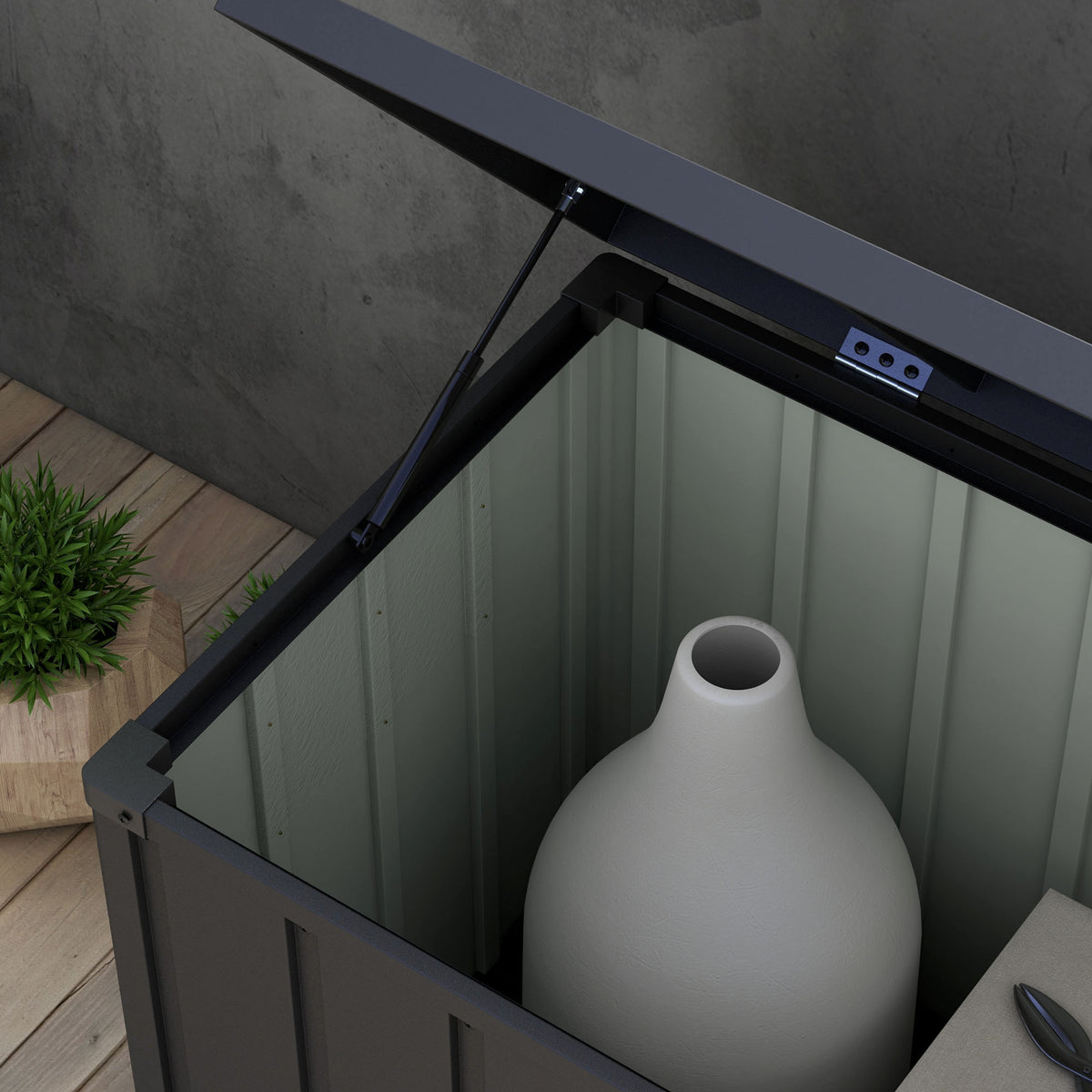 Baúl De Exterior Outsunny Acero, Pp Gris Oscuro 125.5x61.5x70 Cm_4