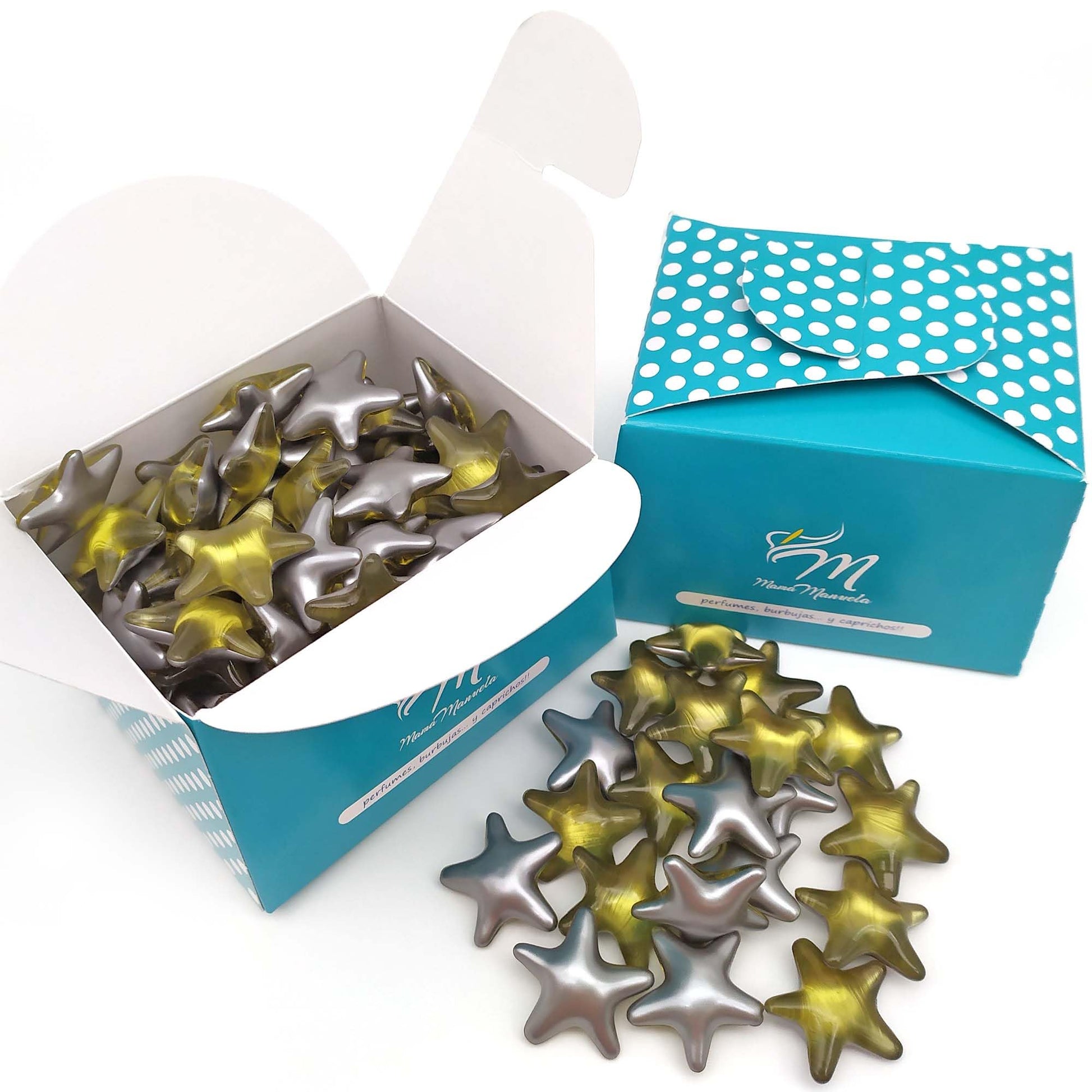 Pack 40 Perlas De Baño Aromatizada En Forma De Estrella - Con Aceite De Soja - Hidratante Y Aromática - Aroma Manzana_0