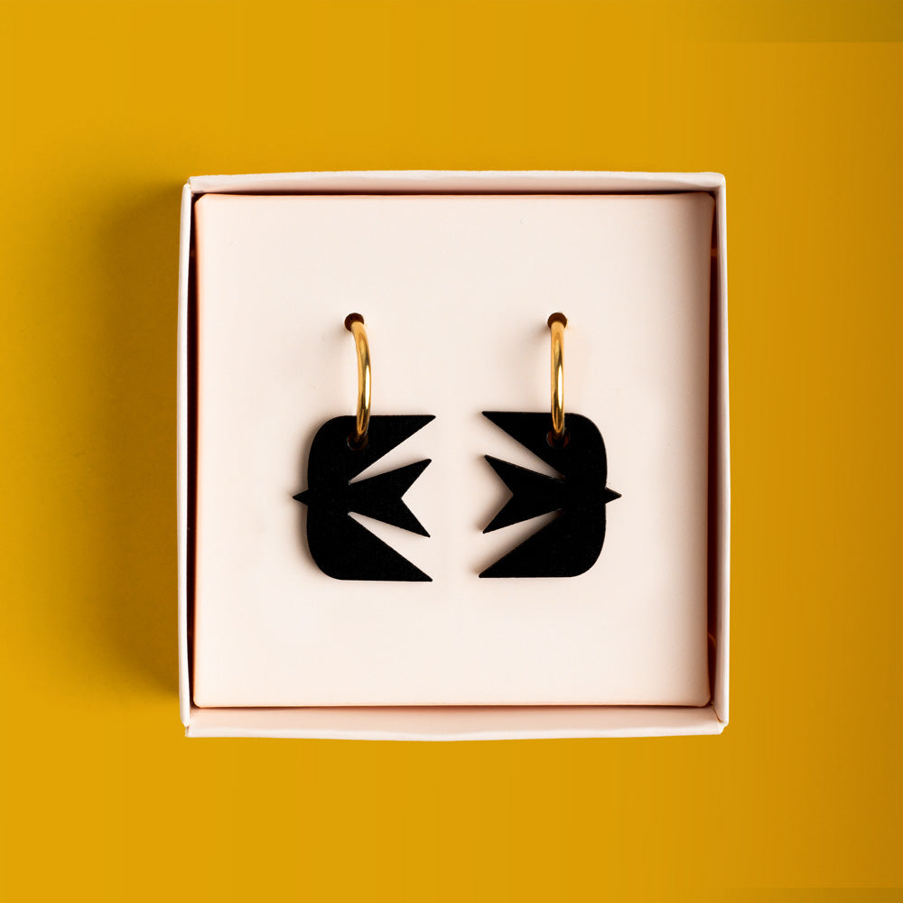 Pendientes Golondrina - Aro de Acero Quirúrgico y Bañado en Oro de 18k - Nature Vibes_1