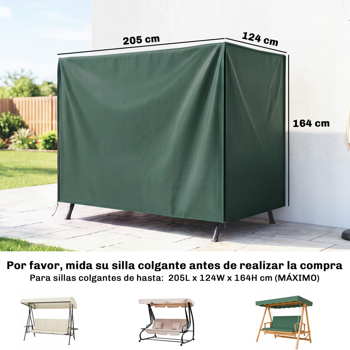 Outsunny Funda Columpios Jardín Con Cremallera Cubierta Muebles De Exterior_2