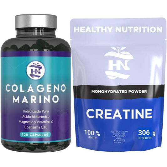 Pack Colágeno Marino Con Ácido Hialurónico (120 Cápsulas) + Creatina Monohidrato En Polvo Sin Sabor (306 G)_0