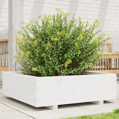 Jardinera De Madera Maciza De Pino Blanca 80x80x26,5 Cm_1