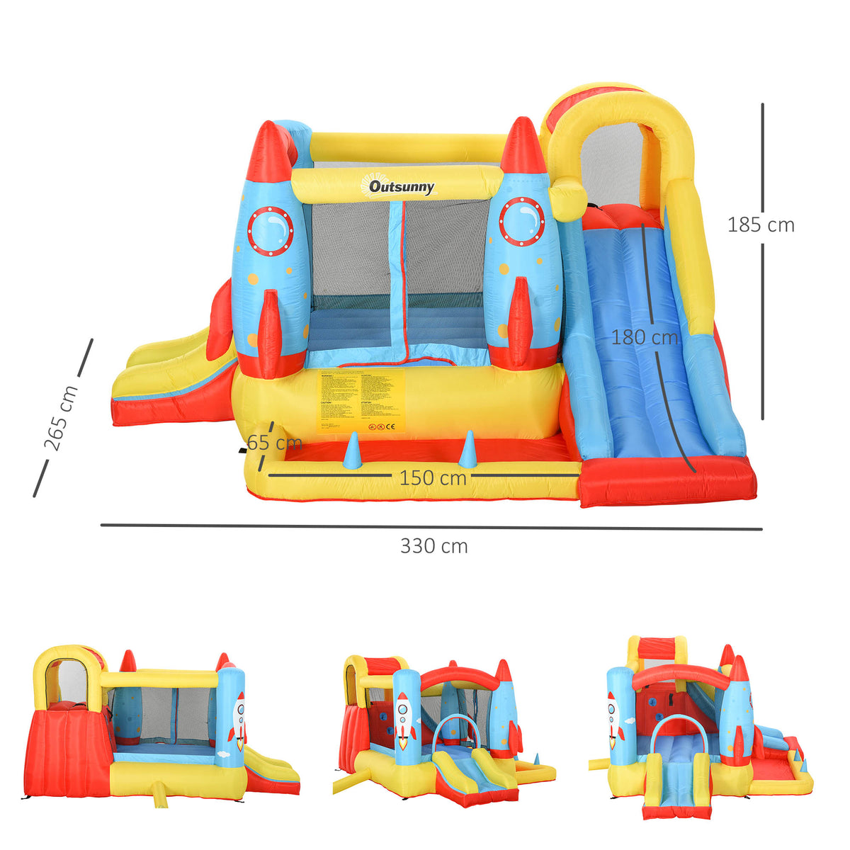 Outsunny Castillo Hinchable Con 2 Toboganes Cama De Salto Piscina 330x265x185 Cm_2