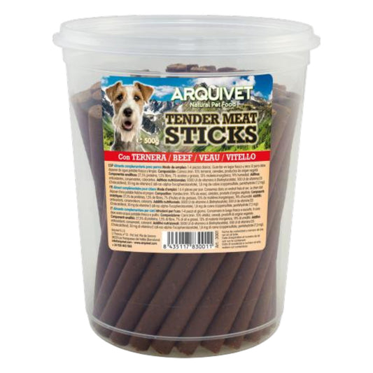 Snack natural para perros Tender Meat Sticks Ternera Arquivet 500 g