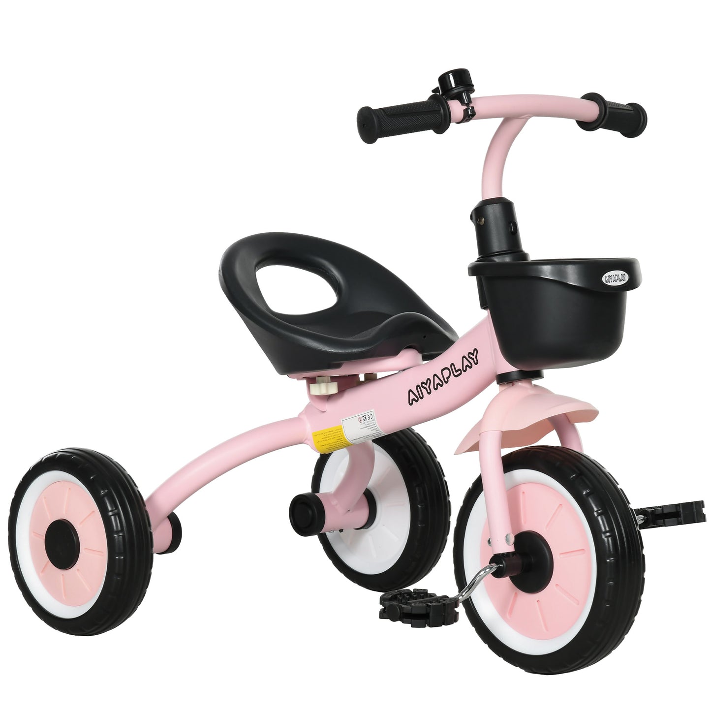 Aiyaplay Triciclo Para Niños De 2 A 5 Años Con Cesta Timbre 70,5x53x58 Cm Rosa_0