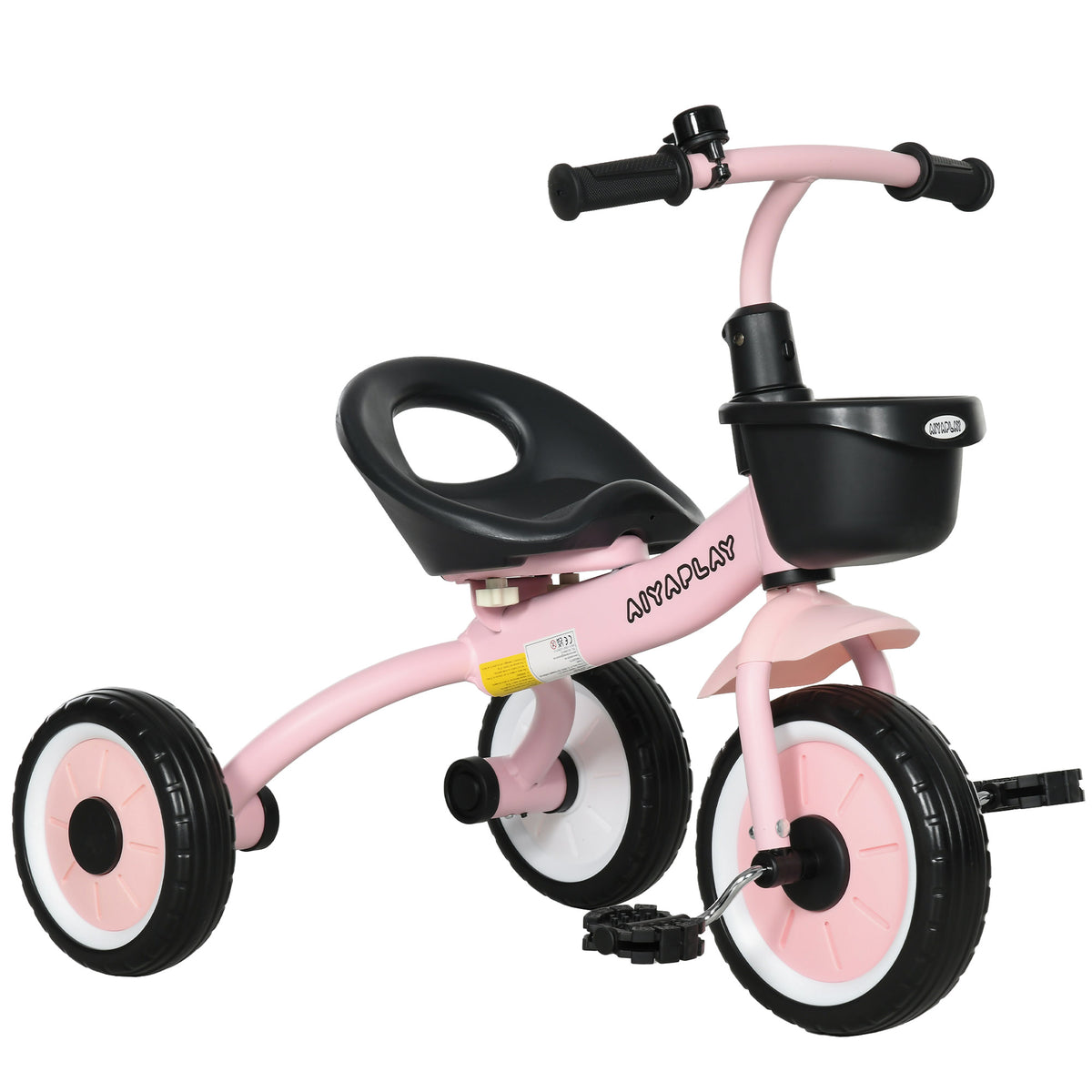Aiyaplay Triciclo Para Niños De 2 A 5 Años Con Cesta Timbre 70,5x53x58 Cm Rosa_0