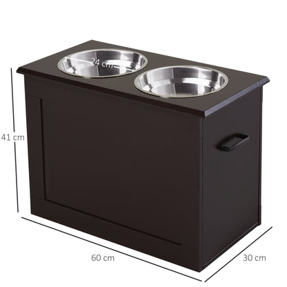 Pawhut Comedero Elevado Para Perros Con 2 Cuencos De Acero Inoxidable Marrón_2