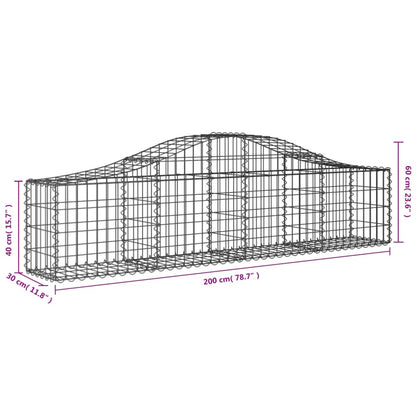 Cestas De Gaviones 7 Uds Forma De Arco Hierro 200x30x40/60 Cm_5