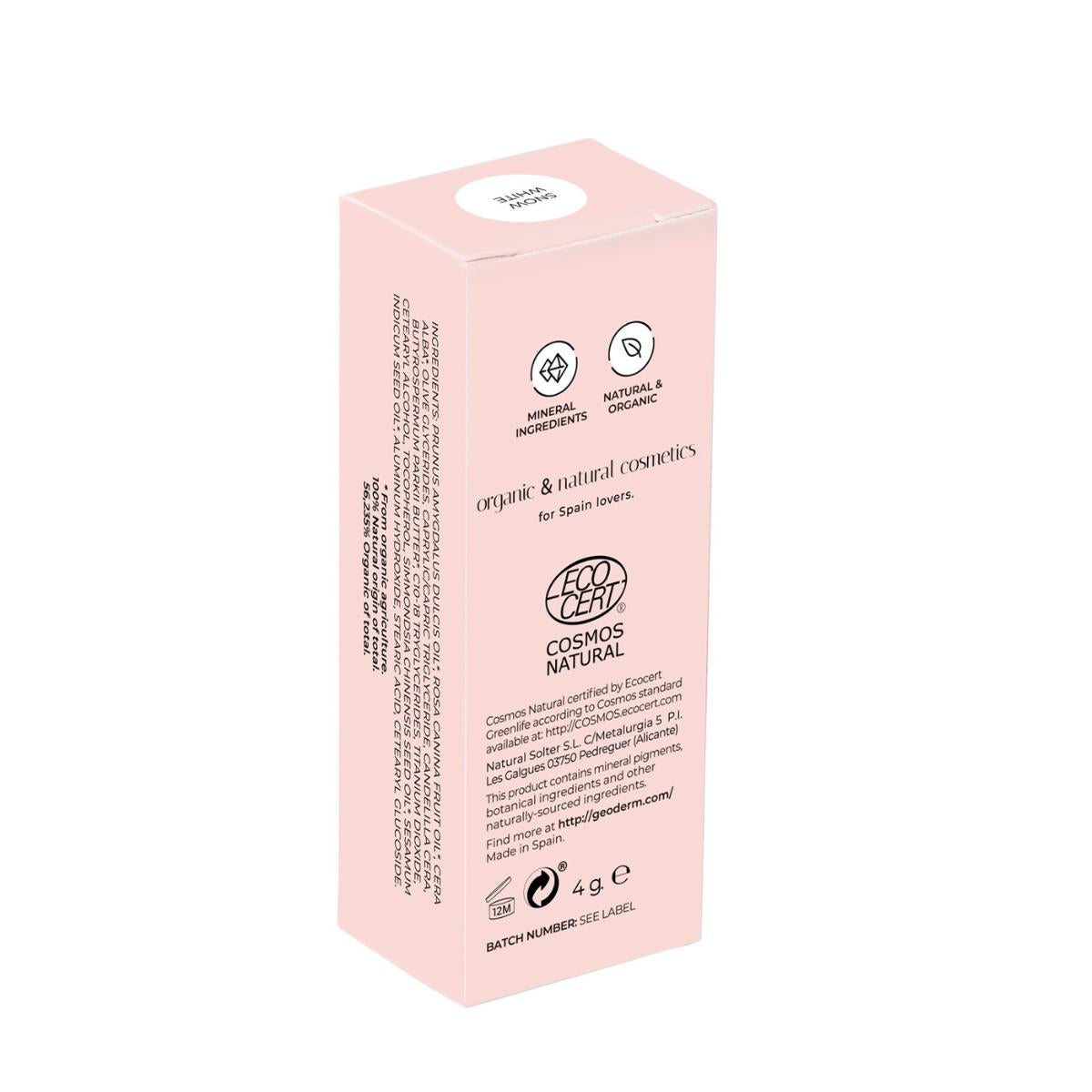 Lipstick Snow White/Sin Color - Con Protección Solar (Natural)  Geoderm 4 g