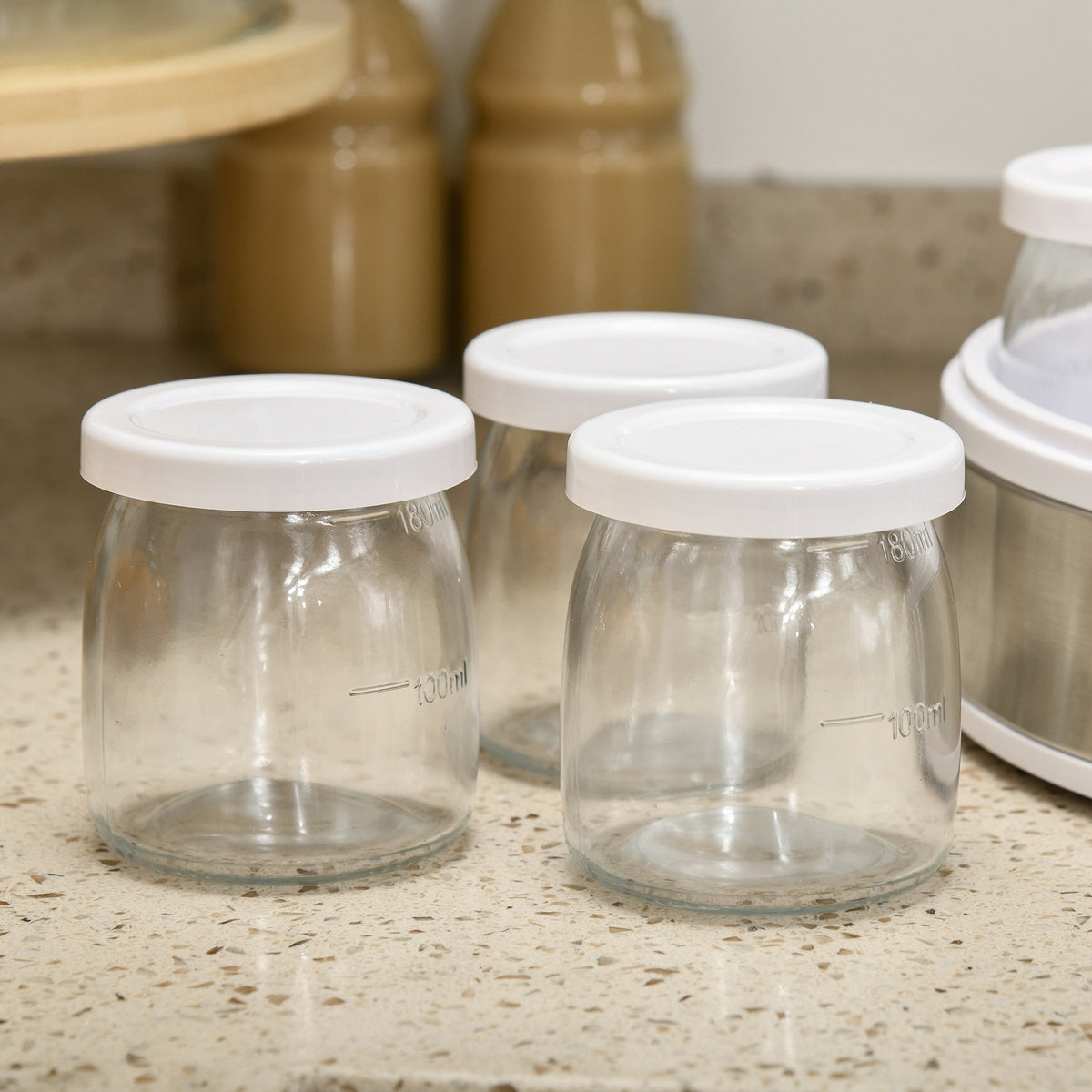 Yogurtera Homcom As, Pp, Acero Inoxidable, Vidrio Blanco 24x24x13 Cm_4