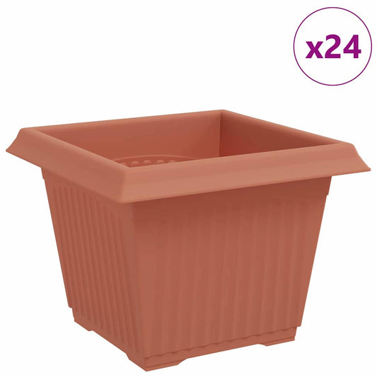 Maceta Cuadrada Para Flores 24 Pcs Rojo Ladrillo Plástico_0