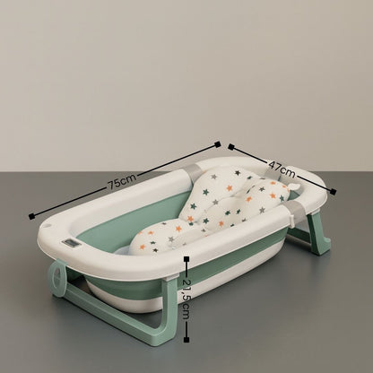 Bathby Bañera Bebé Plegable Verde, Cojín Reductor, Termómetro, Pies Antideslizantes (verde Pastel)_5