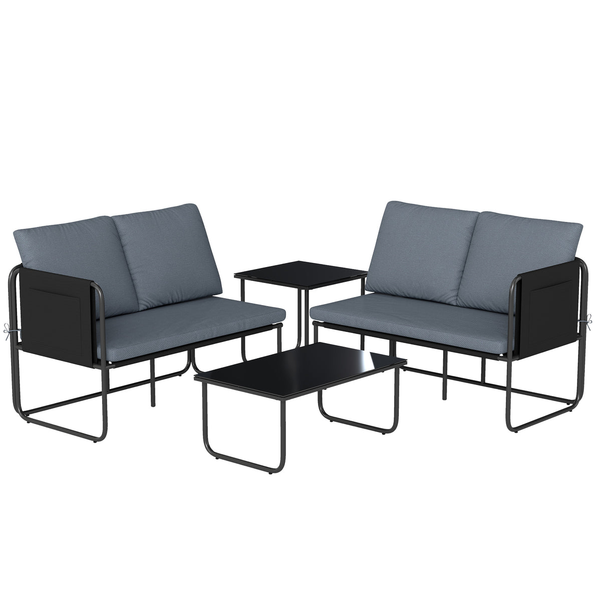 Muebles De Jardín Outsunny Acero, Textilene Gris 113x64x71 Cm_0