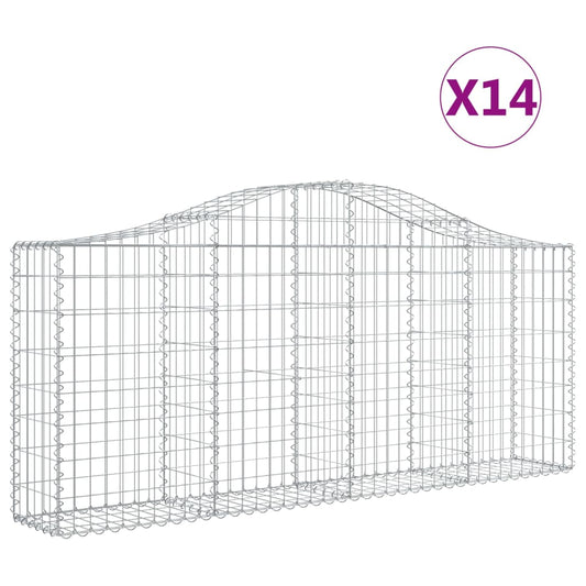 Cestas De Gaviones 14 Uds Forma De Arco Hierro 200x30x80/100 Cm_0