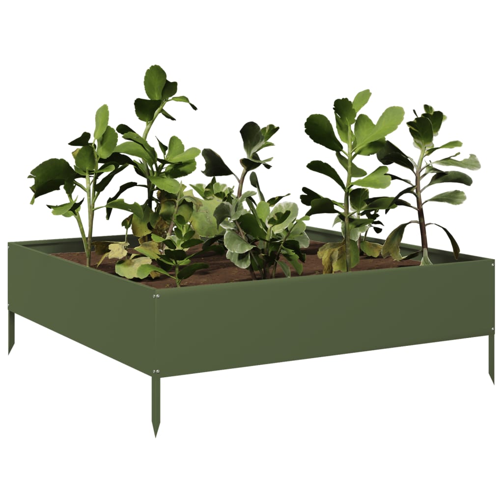 Arriate De Acero Verde Oliva 100x100x33,5 Cm_2