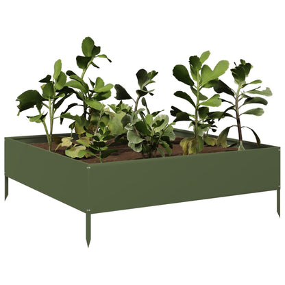 Arriate De Acero Verde Oliva 100x100x33,5 Cm_2