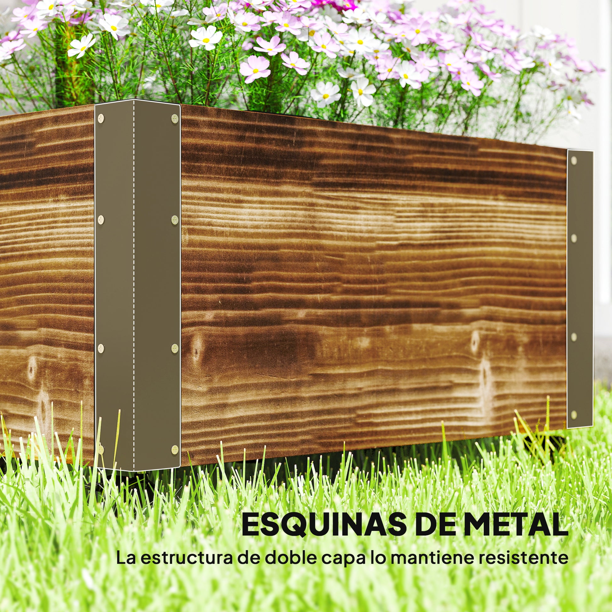 Outsunny Jardinera Con Ruedas Y Celosía 65x31x147 Cm Carbonizado_5