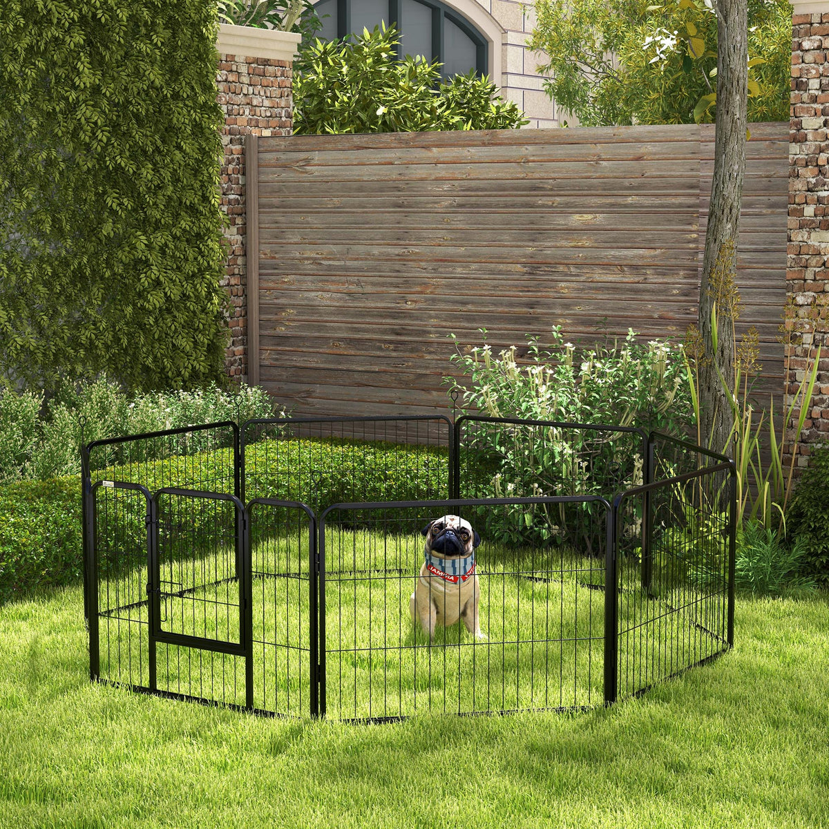 Pawhut Parque Para Perros De 8 Paneles 80x60 Cm Forma Personalizable Negro_1