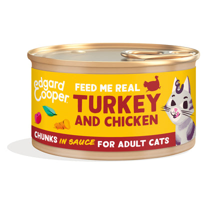 Comida húmeda gatos en salsa Trocitos de Pavo y Pollo Edgard &amp; Cooper 85 g