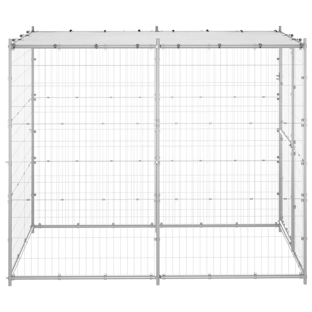Perrera De Exterior Acero Galvanizado Con Techo 110x220x180 Cm_2