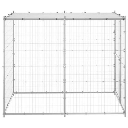 Perrera De Exterior Acero Galvanizado Con Techo 110x220x180 Cm_2