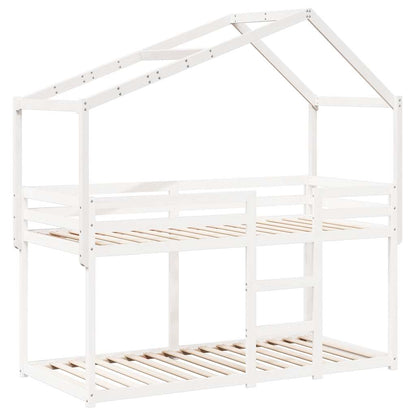 Techo De Cama Infantil Madera Maciza Blanco 213x85,5x144,5 Cm_2