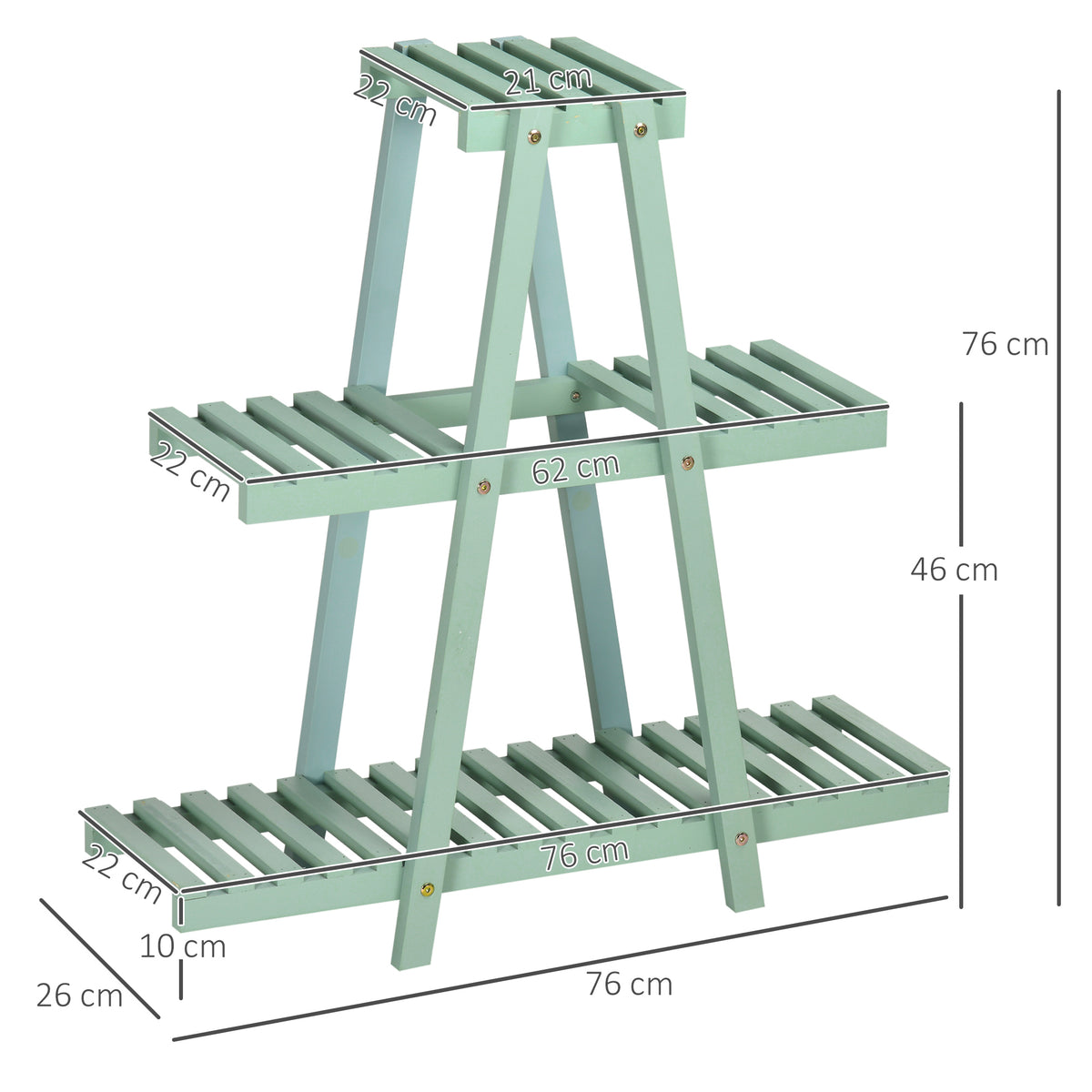 Outsunny Soporte De Madera Para Plantas 3 Niveles Interior Exterior 76x26x76 Cm_2