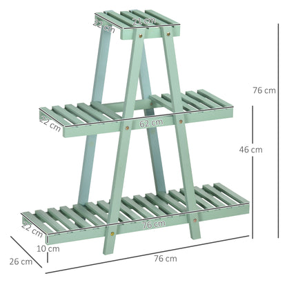 Outsunny Soporte De Madera Para Plantas 3 Niveles Interior Exterior 76x26x76 Cm_2