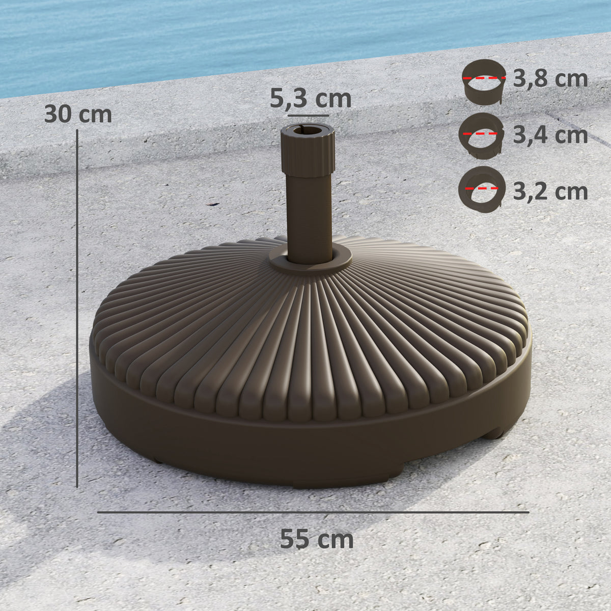 Base De Sombrilla Outsunny Hdpe Marrón 55x55x30 Cm_2