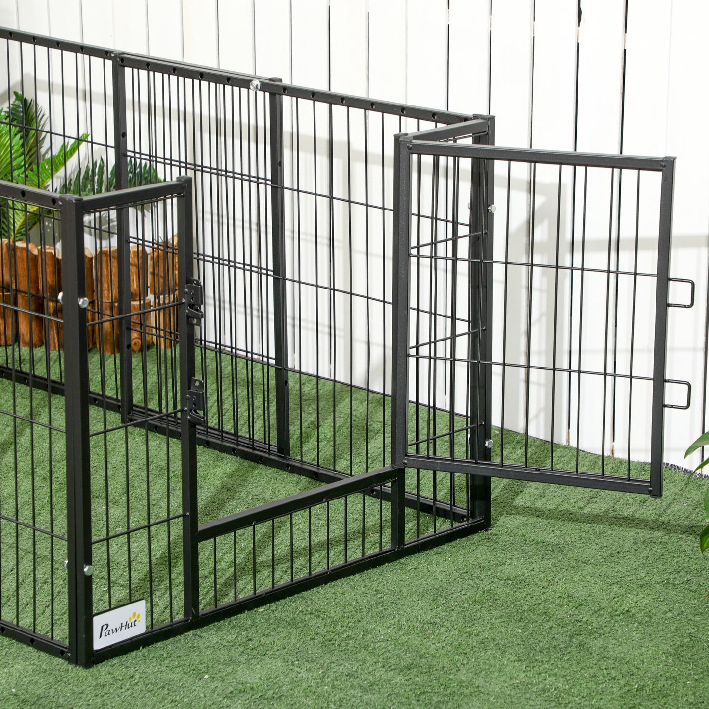 Pawhut Parque Para Perros De 6 Paneles Ancho Ajustable 82,5-150x79x61 Cm Negro_3