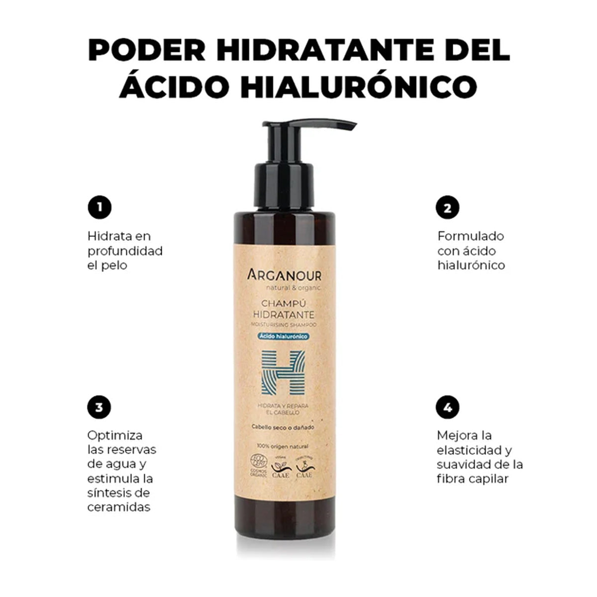 Champú hidratante sin sulfatos 200ml Arganour