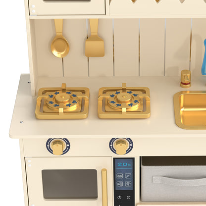 Aiyaplay Cocina De Juguete De Madera Con Luces Y Sonidos 4 Cestas De Tela Crema_3