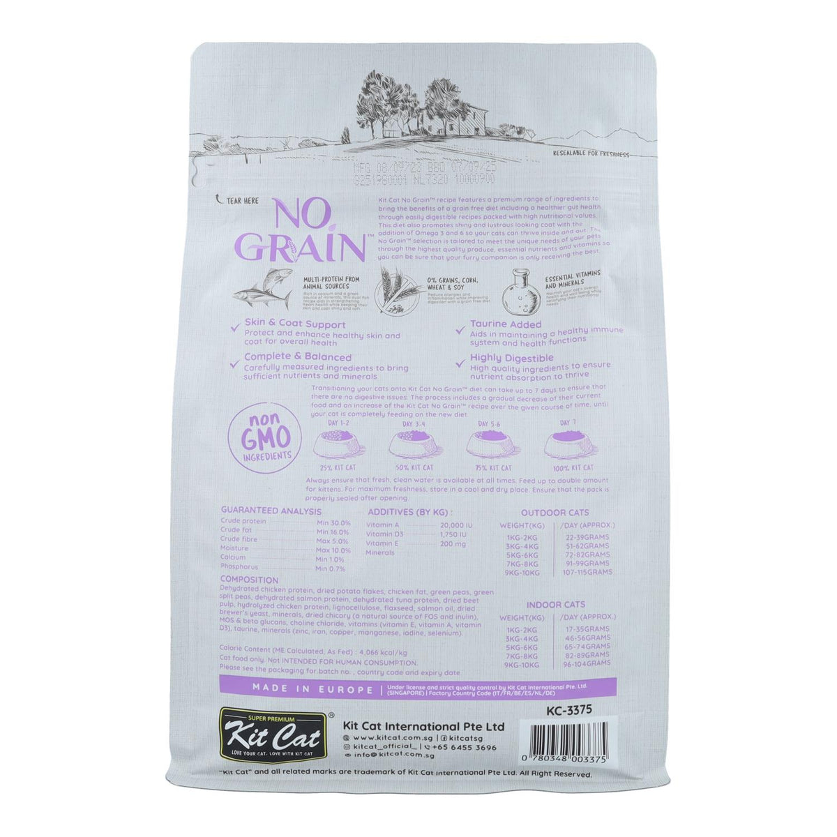 Kit Cat No Grain Cat Food - Atún & Salmón 1 Kg Pienso natural para gatos