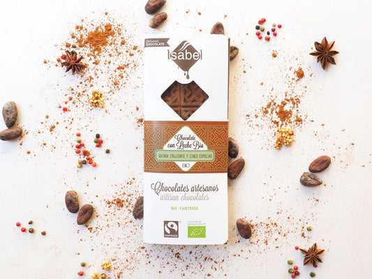 TABLETA BIO CHOCOLATE CON LECHE, QUINOA CRUJIENTE Y CINCO ESPECIAS CHINAS_0