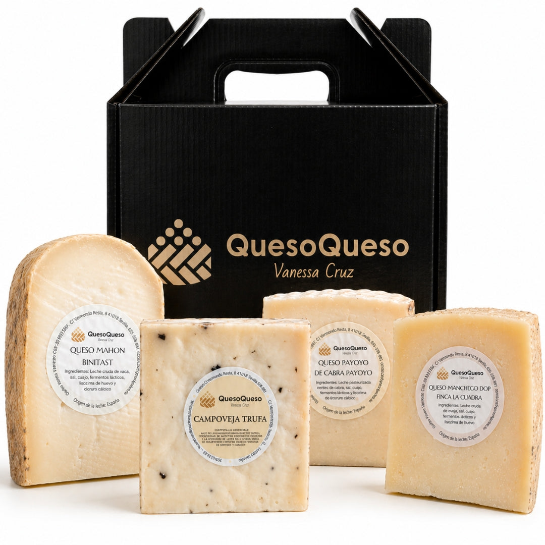 Quesoqueso® Caja De Quesos | Queso Manchego, Payoyo, Mahon Y Castellano Con Trufa | Regalo Pareja "díselo Con Quesos"_0