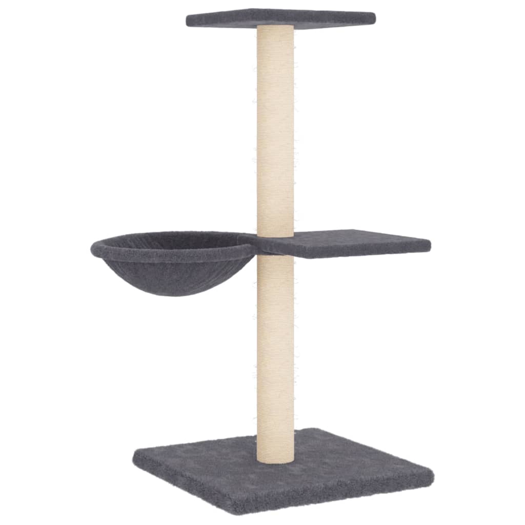 Rascador Para Gatos Con Postes De Sisal Gris Oscuro 72 Cm_4