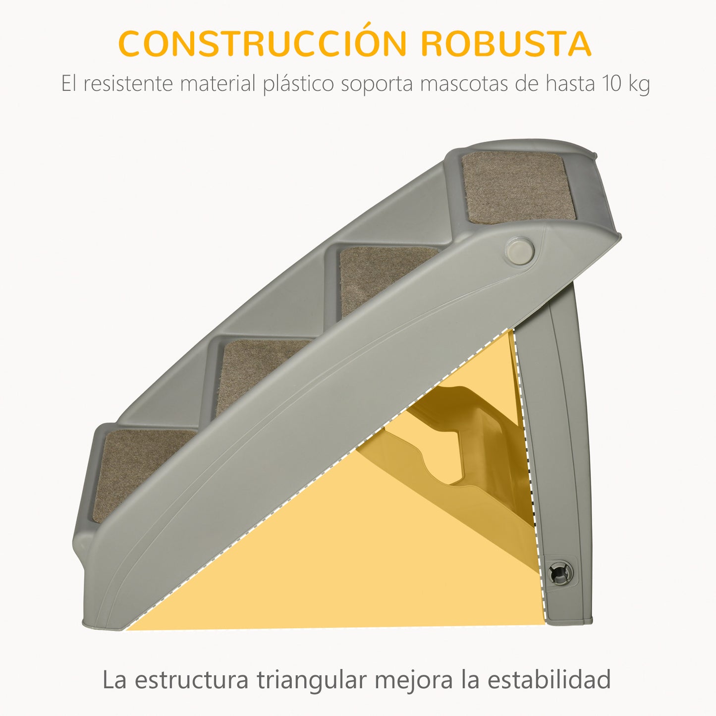 Pawhut Escalera Plegable Para Mascotas 4 Peldaños Con Alfombras Antideslizantes_5