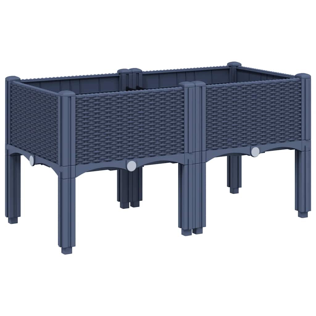 Jardinera Con Patas Pp Azul Gris 80x40x42 Cm_0