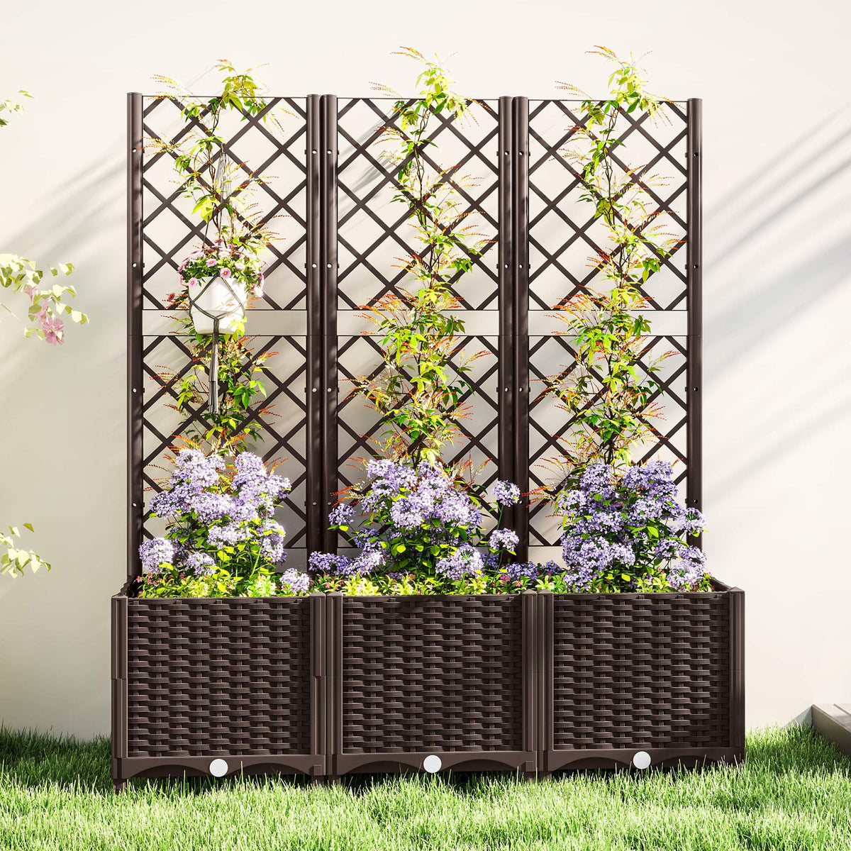 Outsunny Jardinera Con Enrejado De Pp Con Drenaje Y Amplio Espacio 120x40x135 Cm_3
