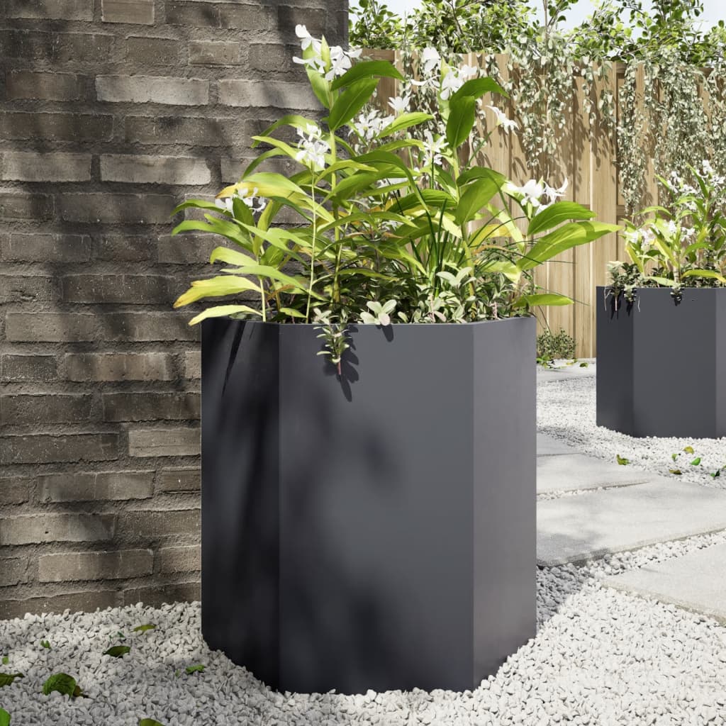 Jardinera Hexagonal Acero Gris Antracita 46x40x45 Cm_1