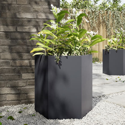 Jardinera Hexagonal Acero Gris Antracita 46x40x45 Cm_1