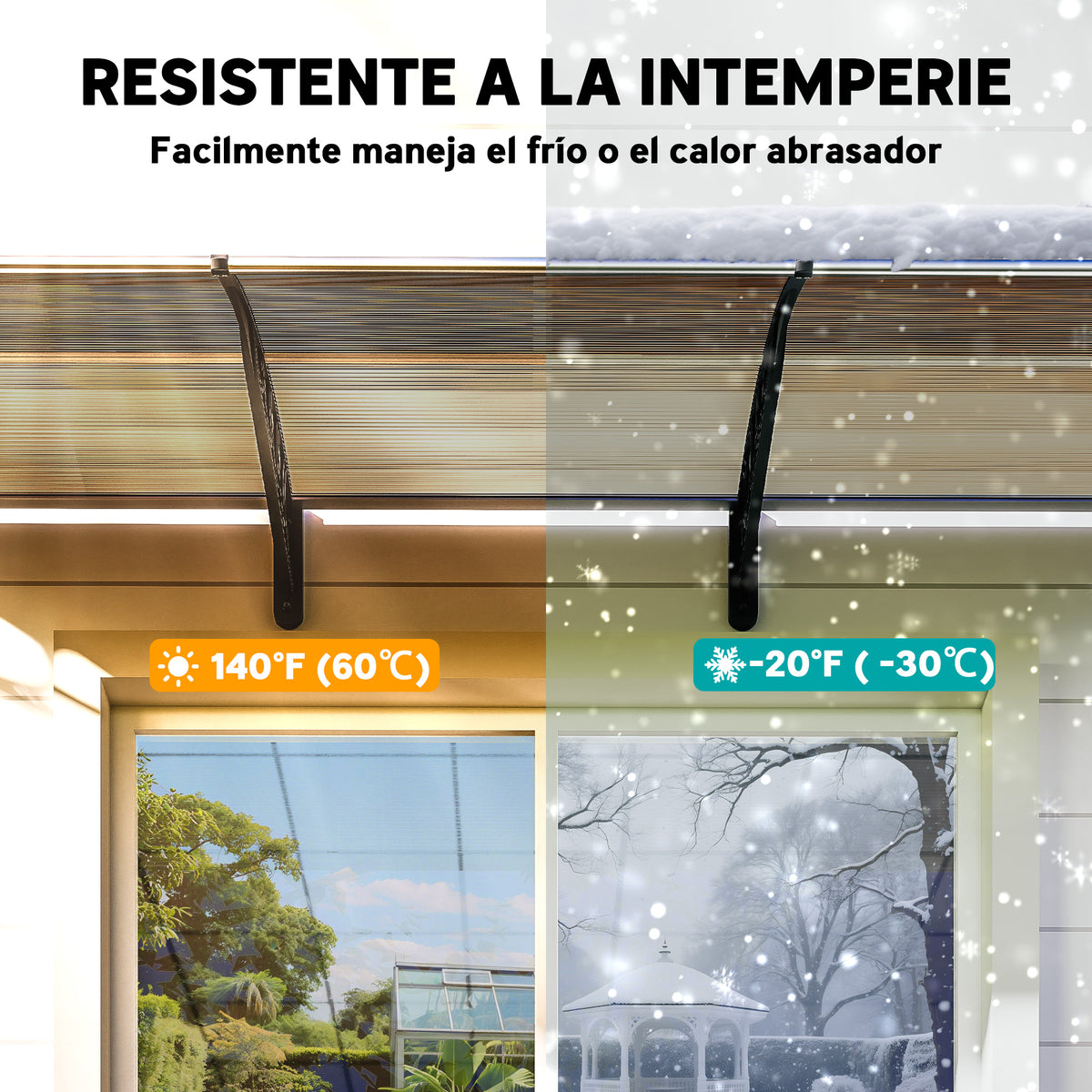 Outsunny Tejadillo De Protección 303x96 Cm Para Puertas Y Ventanas Marrón_5