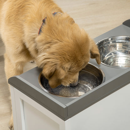 Pawhut Conjunto 1 Comedero Elevado Para Perros Y 1 Contenedor De Comida Blanco_4